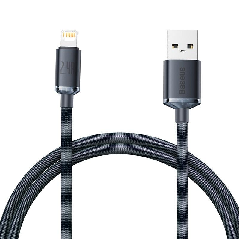 倍思 晶耀布藝編織充電線 2.4A快充 USB to iP 適用iPhone 1.2m 2m-細節圖2