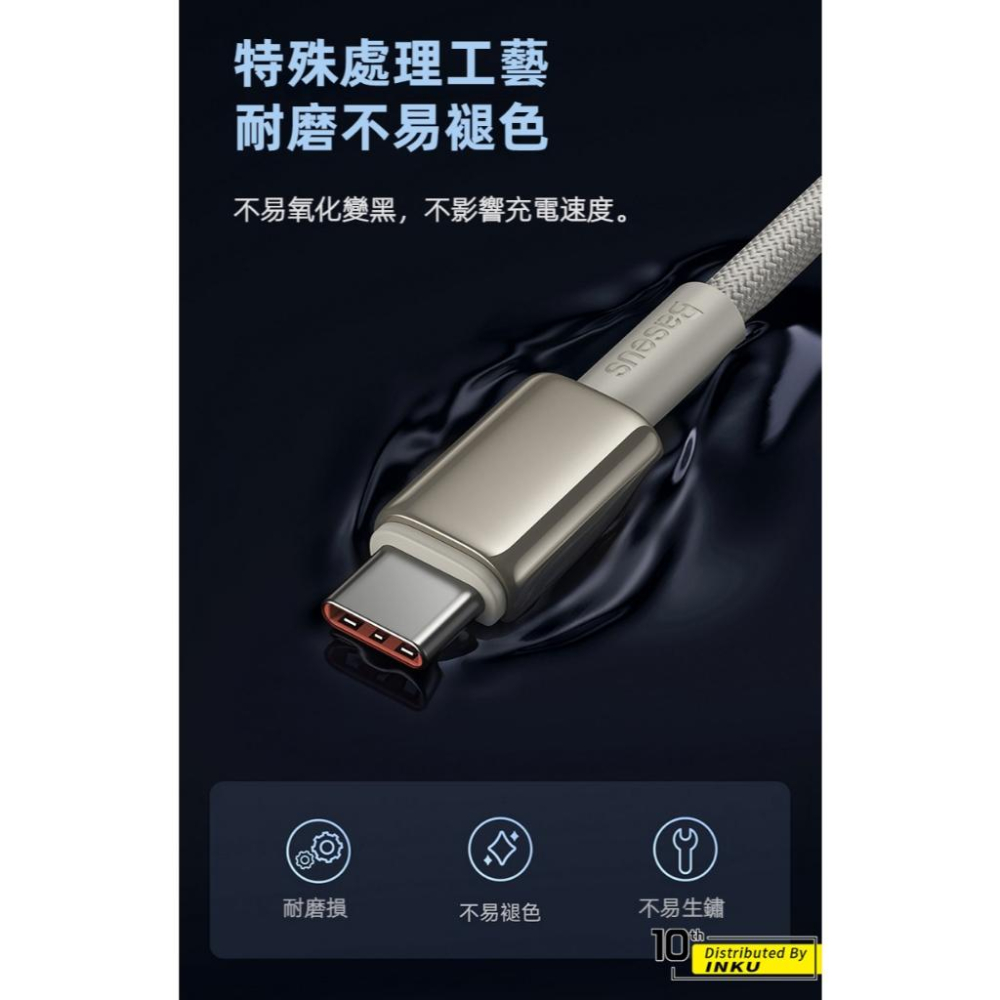 倍思 鎢金 100W PD快充線 TypeC to C 蘋果15筆電 EMarker 高耐磨傳輸線 1M 2M-細節圖5