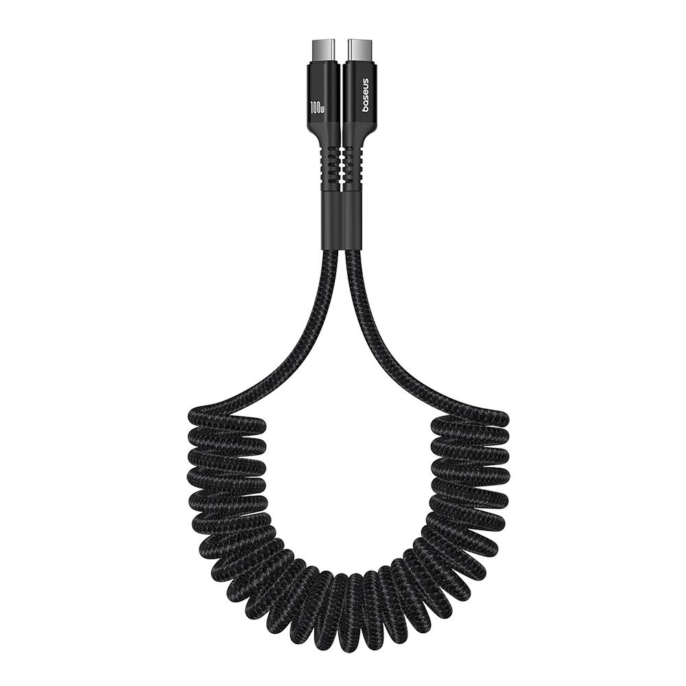 倍思 魚眼車用彈簧快充線 TypeC to TypeC 100W 導航通話高效便攜 1m-細節圖2