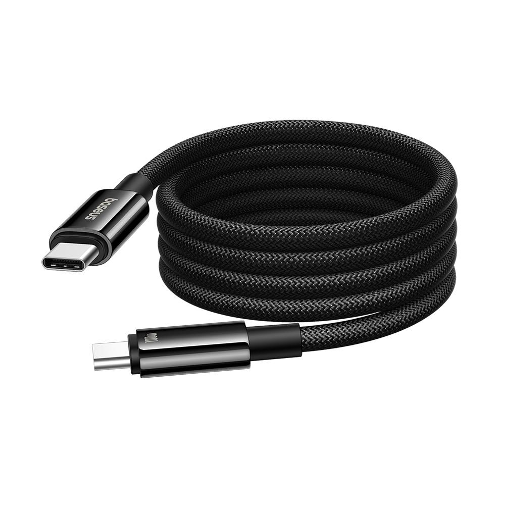 倍思 鎢金磁吸快充線 TypeC to TypeC PD100W 鋅合金編織線身 1m-細節圖2