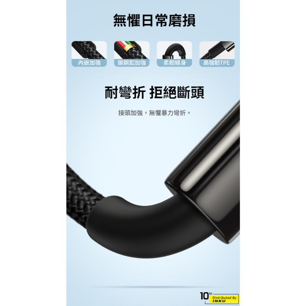 倍思 鎢金 240W PD快充線 雙TypeC 鋅合金 辦公手遊閃充 1M 2M 3M-細節圖7