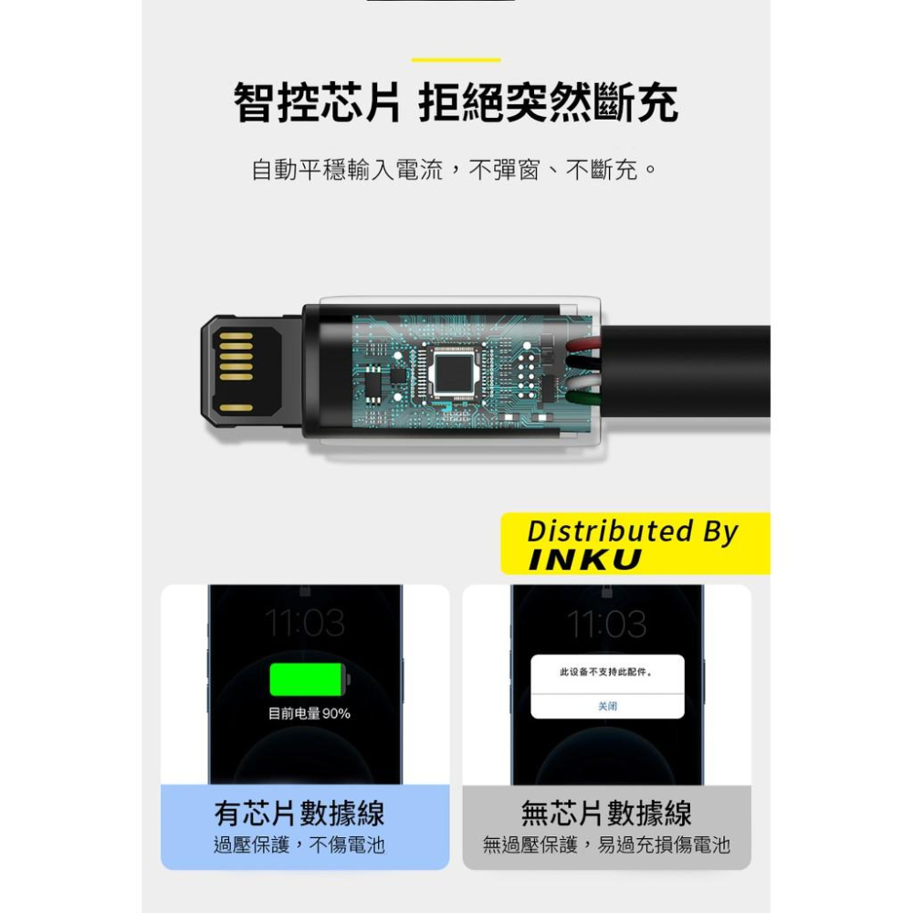 倍思 鎢金 USB to IP快充線 適用iPhone12 11 X 8 手機數據線-細節圖5