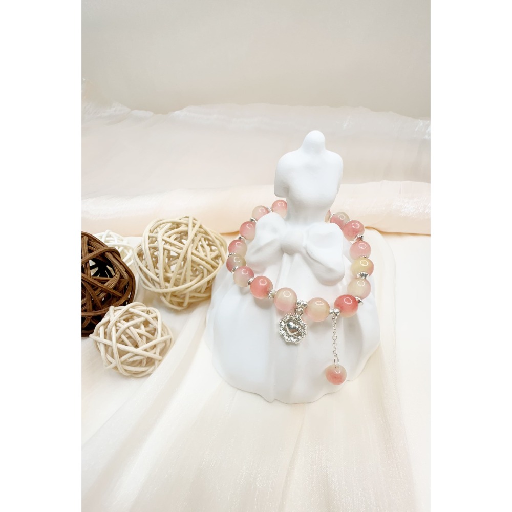 ❤︎ 妞仔小舖 台灣現貨 漸層粉嫩愛心手鍊Y05【手鍊、飾品、情人節禮物、閨密禮物、女朋友禮物】-規格圖1