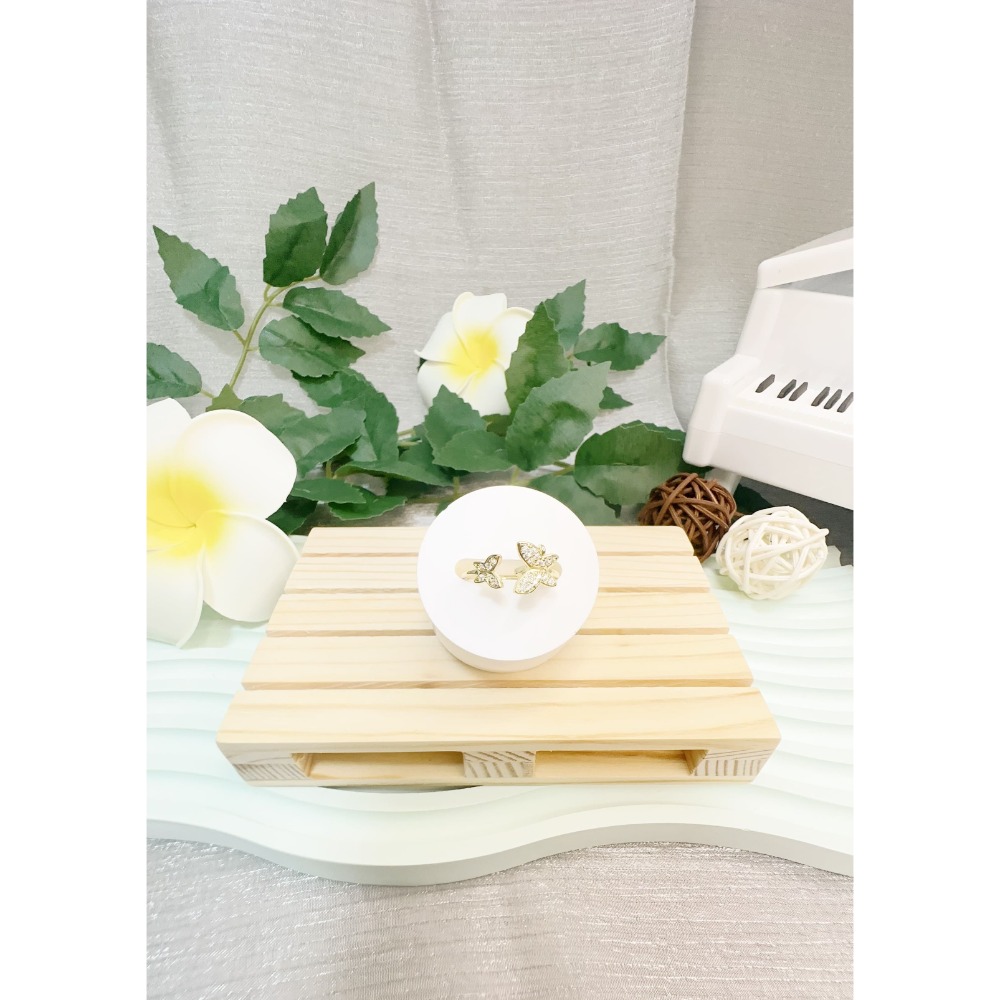 ❤︎ 妞仔小舖 台灣現貨 簡約蝴蝶雙層戒指 H04【戒指、飾品、情人節禮物、閨密禮物、女朋友禮物】-規格圖1