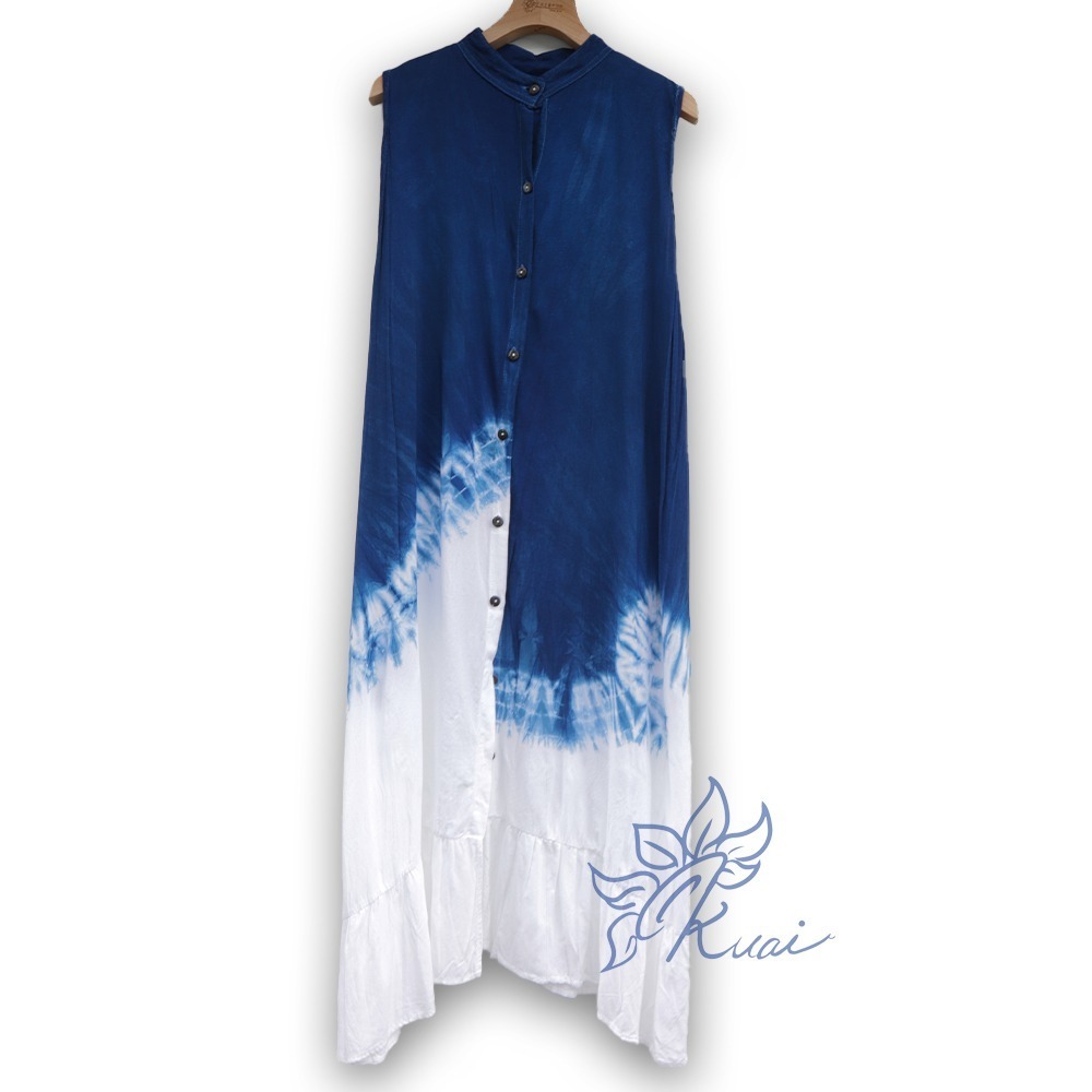 藍染立領涼沙罩衫-細節圖4