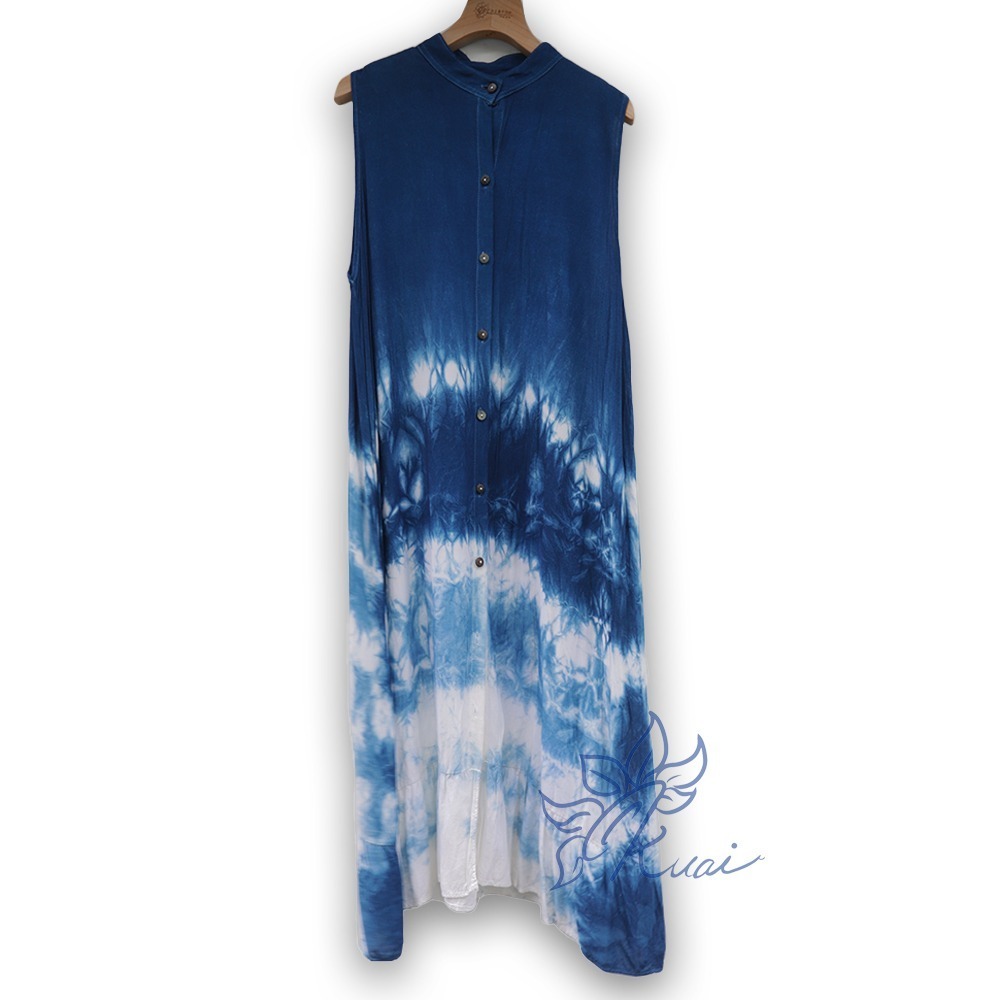 藍染立領涼沙罩衫-細節圖6