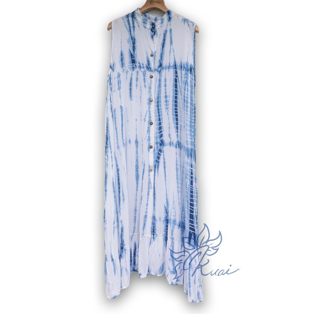 藍染立領涼沙罩衫-細節圖8