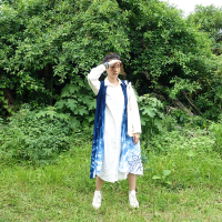 藍染立領涼沙罩衫