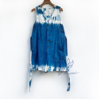 藍染棉質修身連身褲（尺寸請結帳時備註）