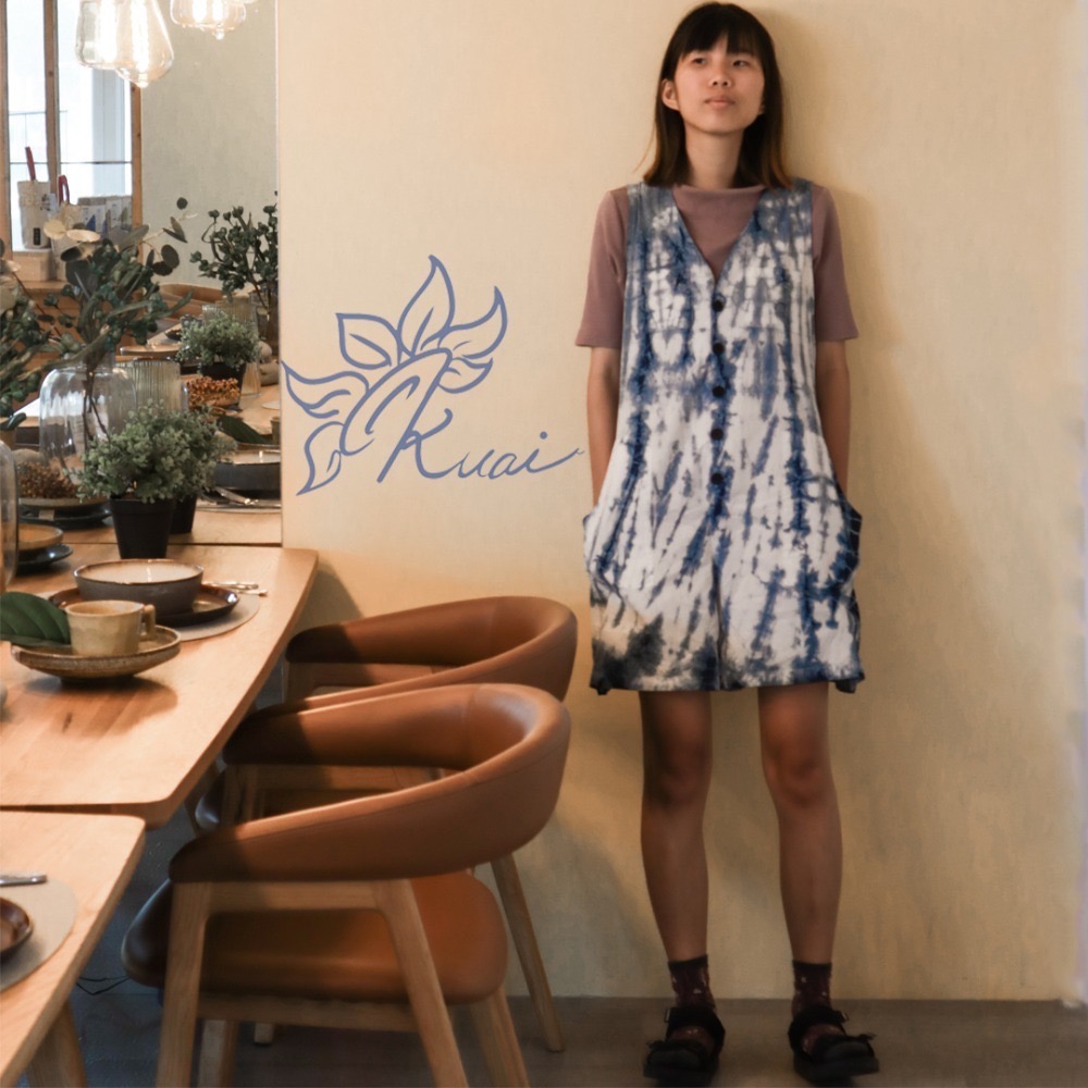 藍染棉質修身連身褲（尺寸請結帳時備註）-細節圖2