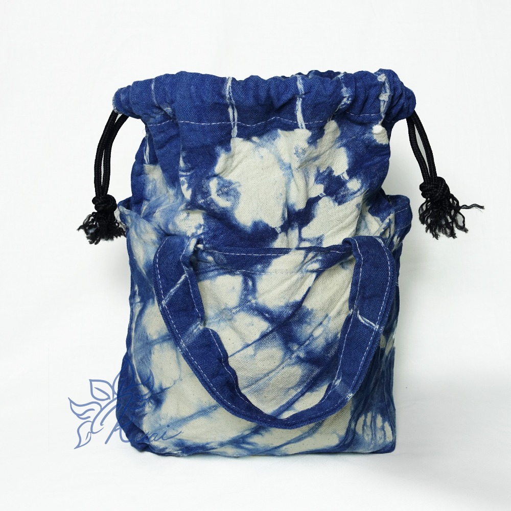 藍染手提束口百搭包-細節圖4