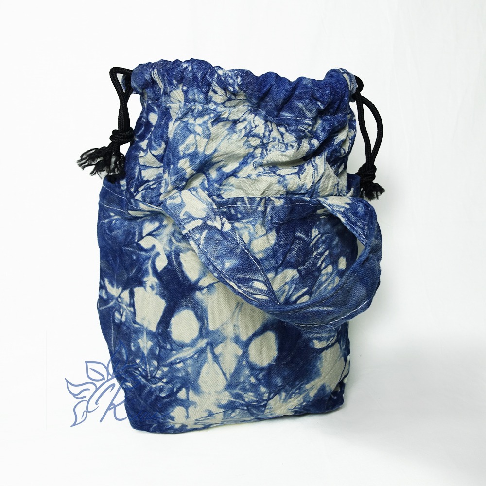 藍染手提束口百搭包-細節圖6