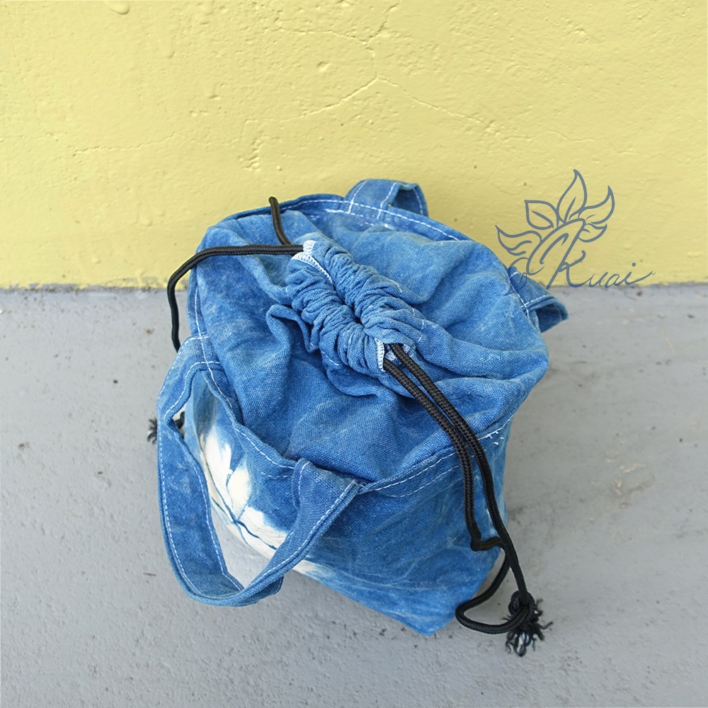 藍染手提束口百搭包-細節圖7