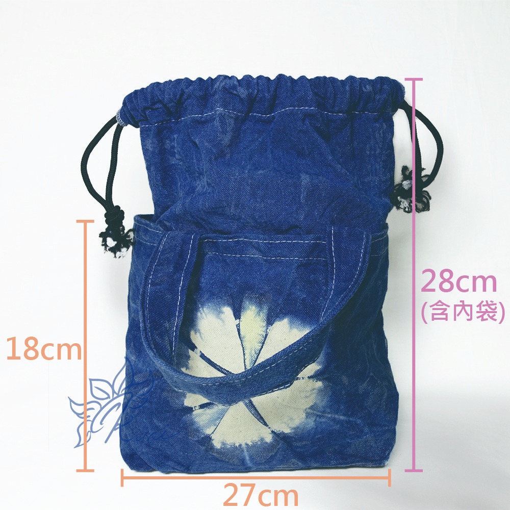 藍染手提束口百搭包-細節圖9