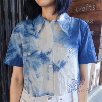 藍染短版襯衫