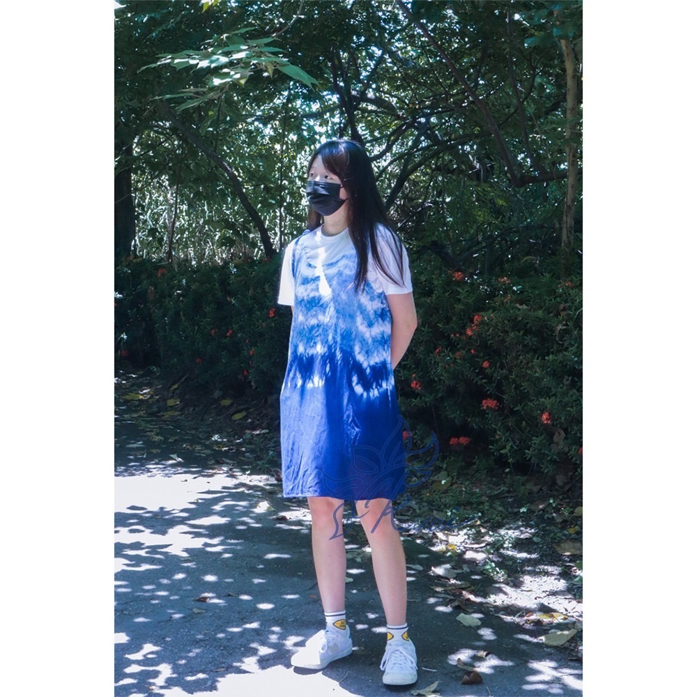 藍染綁帶短洋-細節圖3