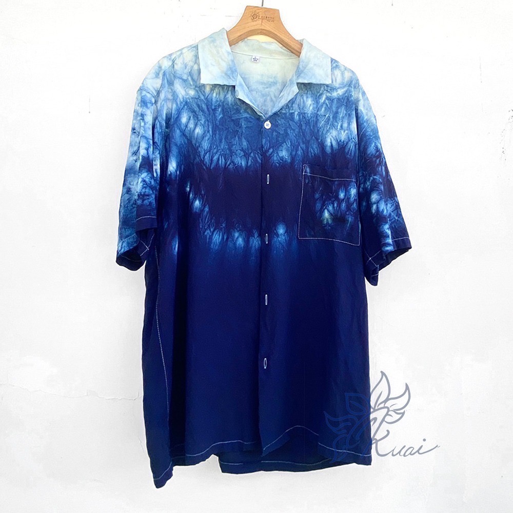 藍染古巴領涼紗襯衫（尺寸請結帳時備註）-細節圖4