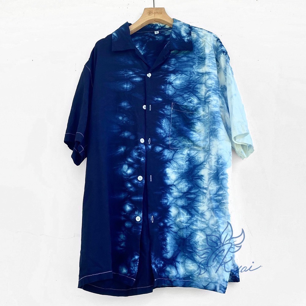 藍染古巴領涼紗襯衫（尺寸請結帳時備註）-細節圖5