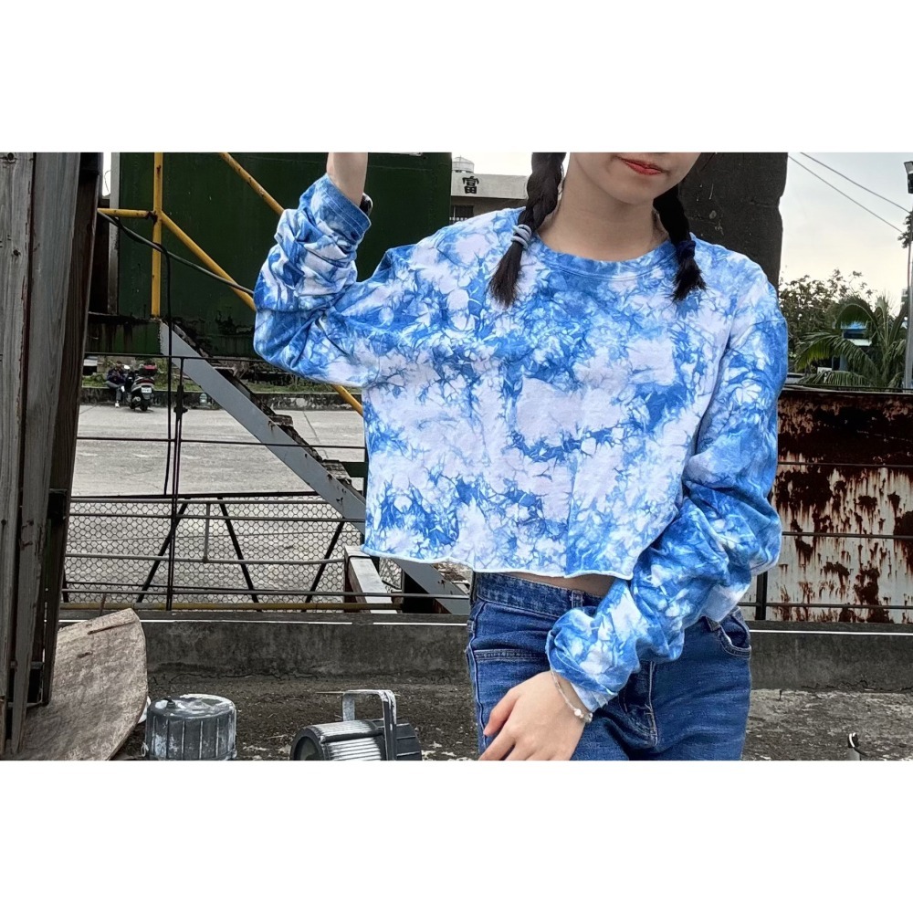 藍染短版長袖-細節圖3