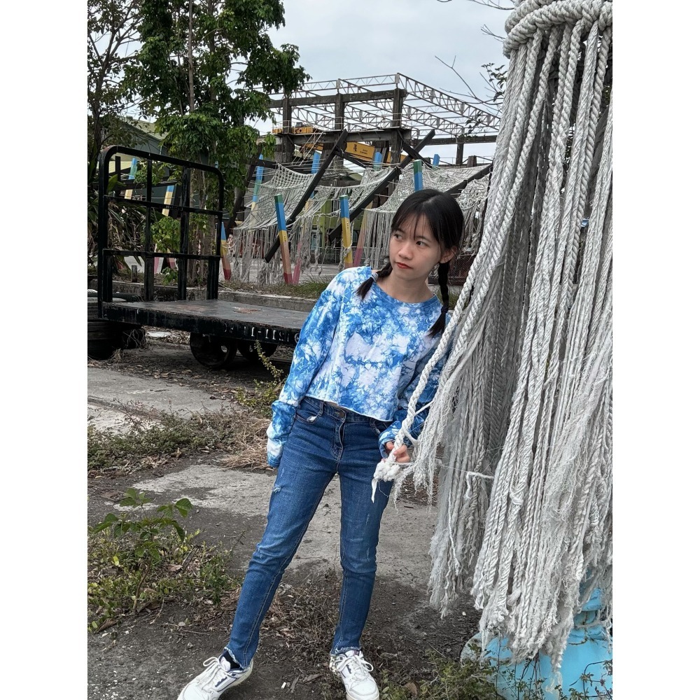 藍染短版長袖-細節圖4