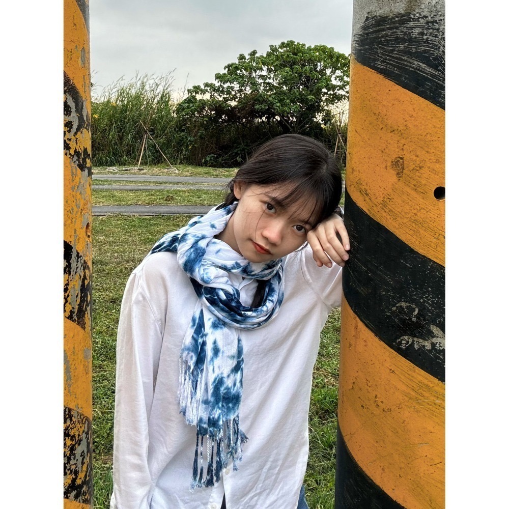 藍染嫘縈圍巾(小條)-細節圖4