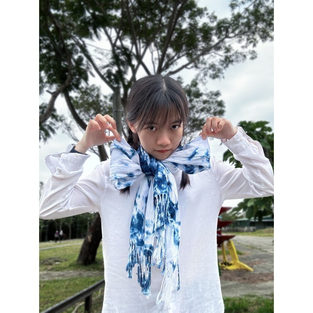 藍染嫘縈圍巾(小條)-細節圖5