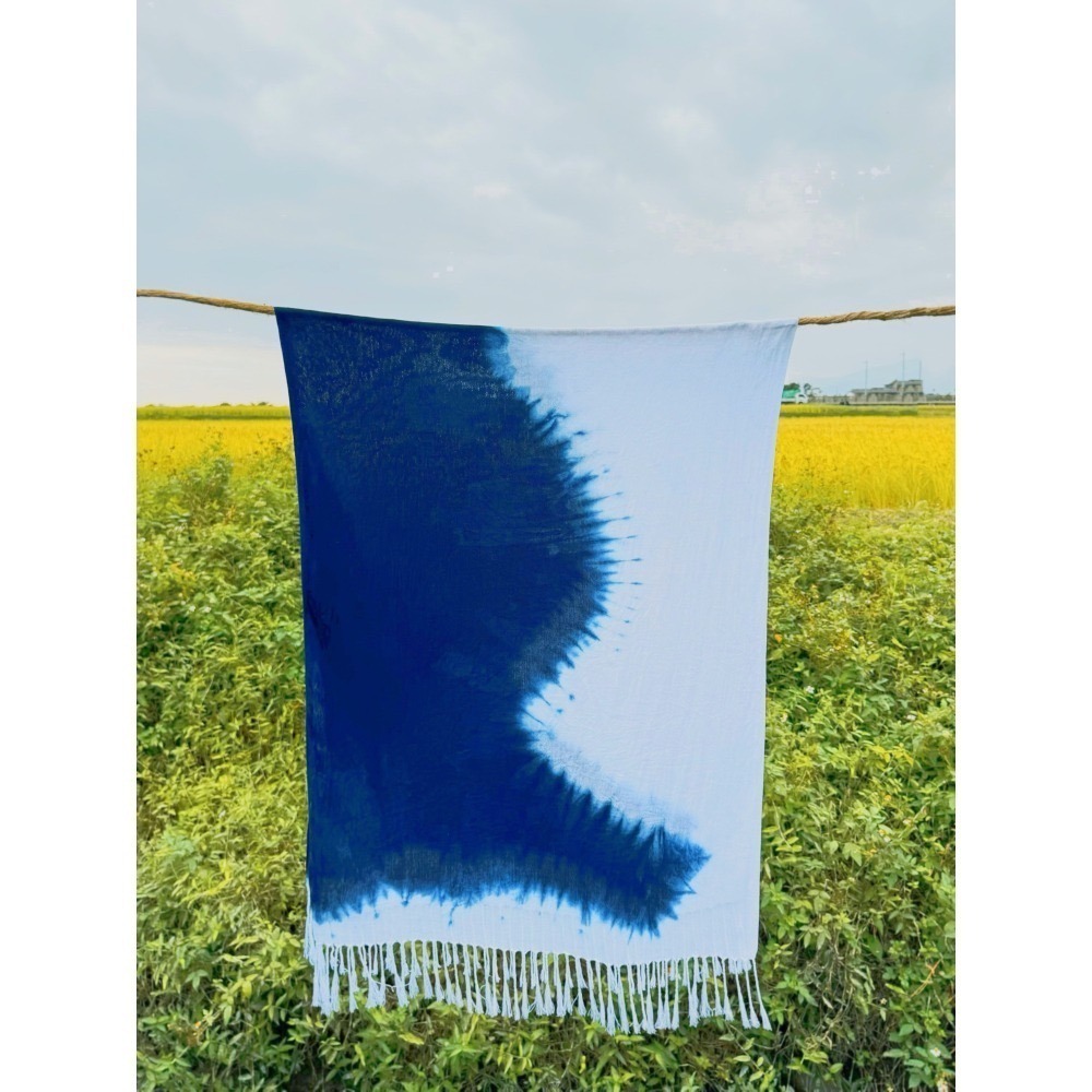 藍染嫘縈圍巾(小條)-細節圖8