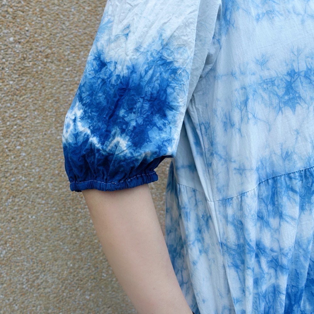 藍染公主七分袖洋裝(尺寸請結帳時備註)-細節圖4