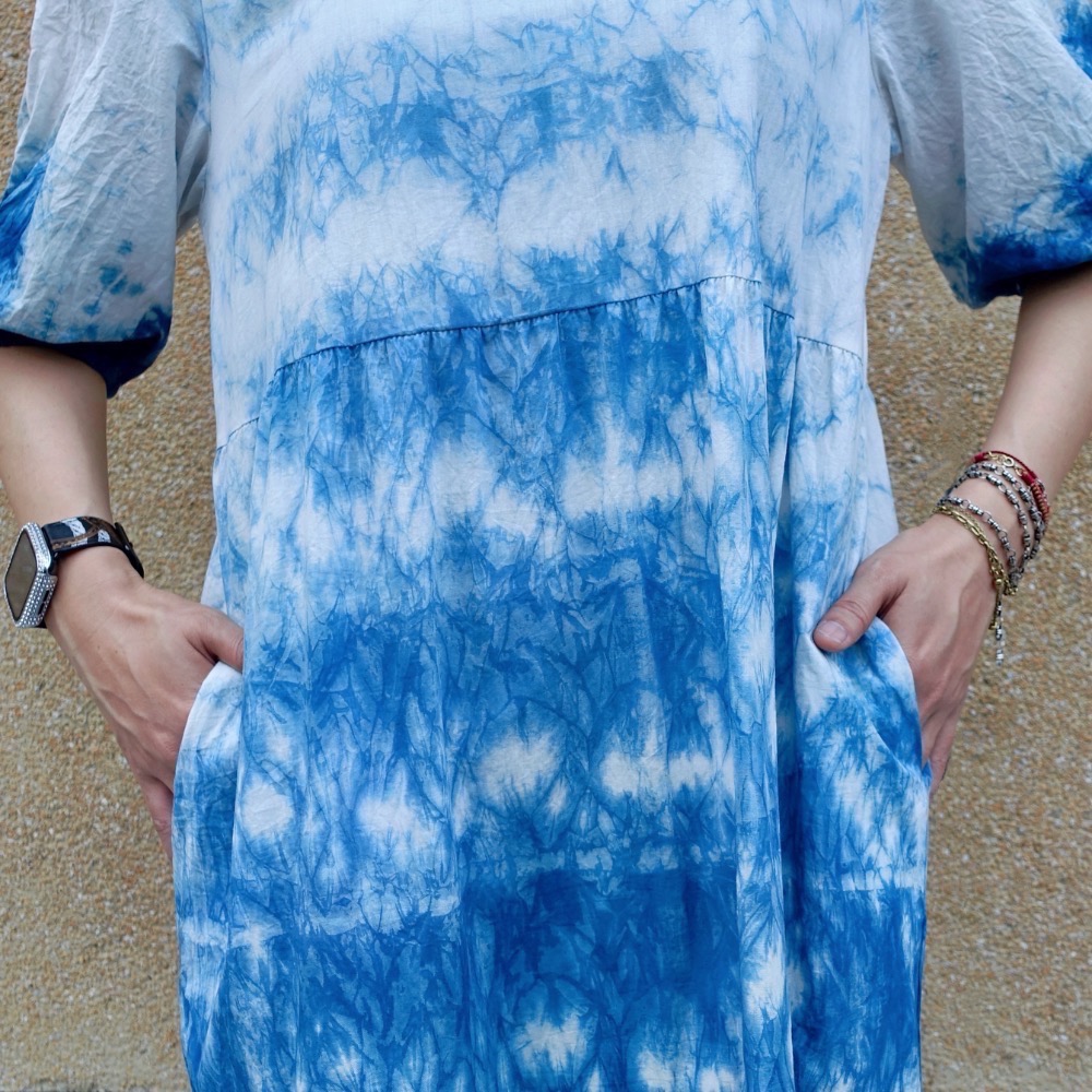 藍染公主七分袖洋裝(尺寸請結帳時備註)-細節圖5