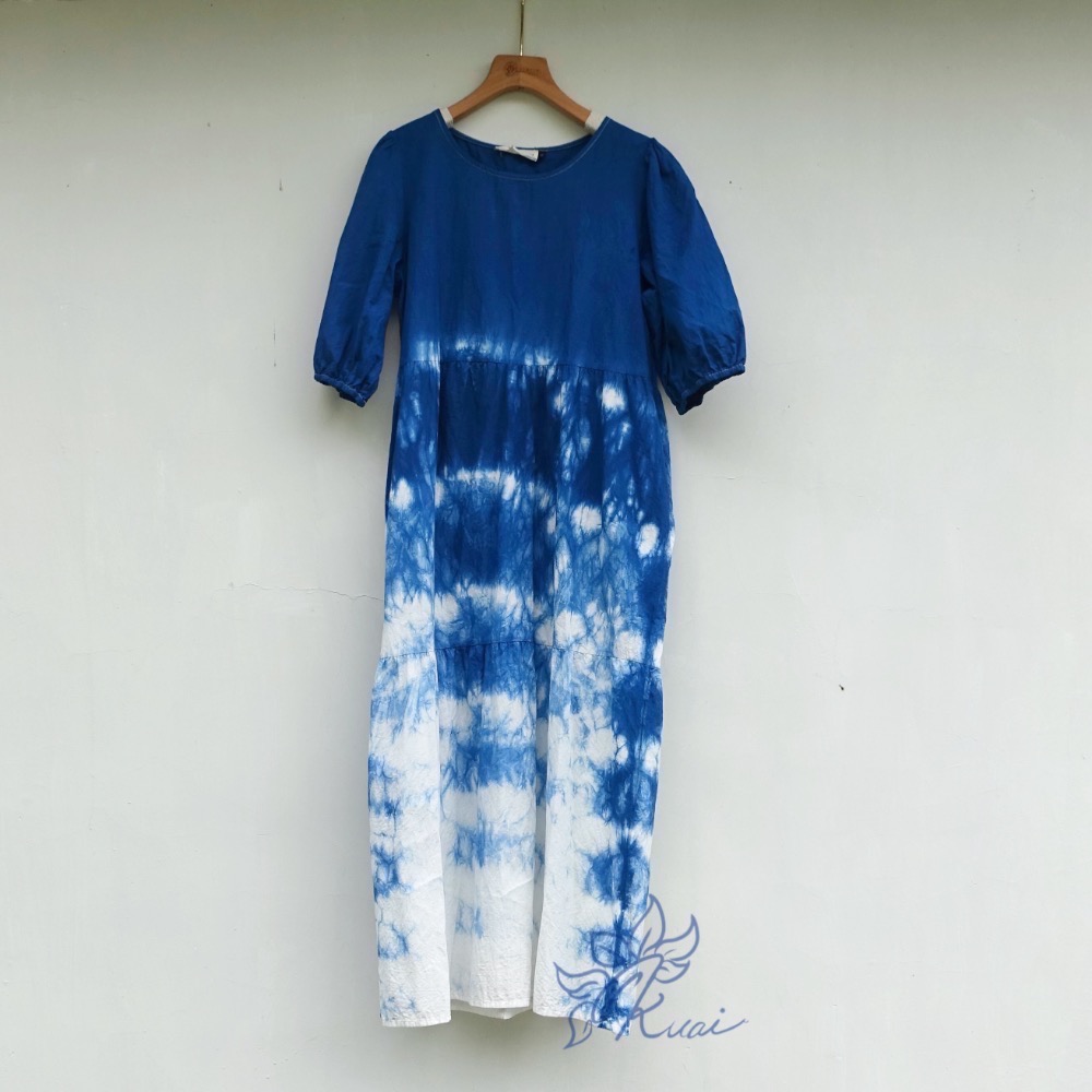 藍染公主七分袖洋裝(尺寸請結帳時備註)-細節圖7