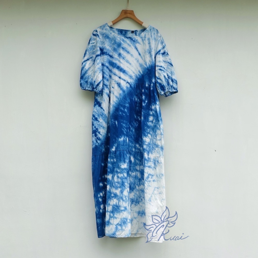 藍染公主七分袖洋裝(尺寸請結帳時備註)-細節圖8