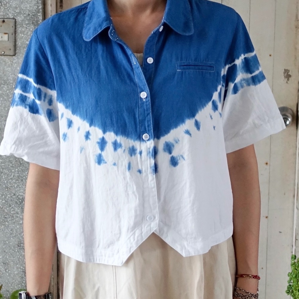 藍染設計款軟棉襯衫-細節圖4