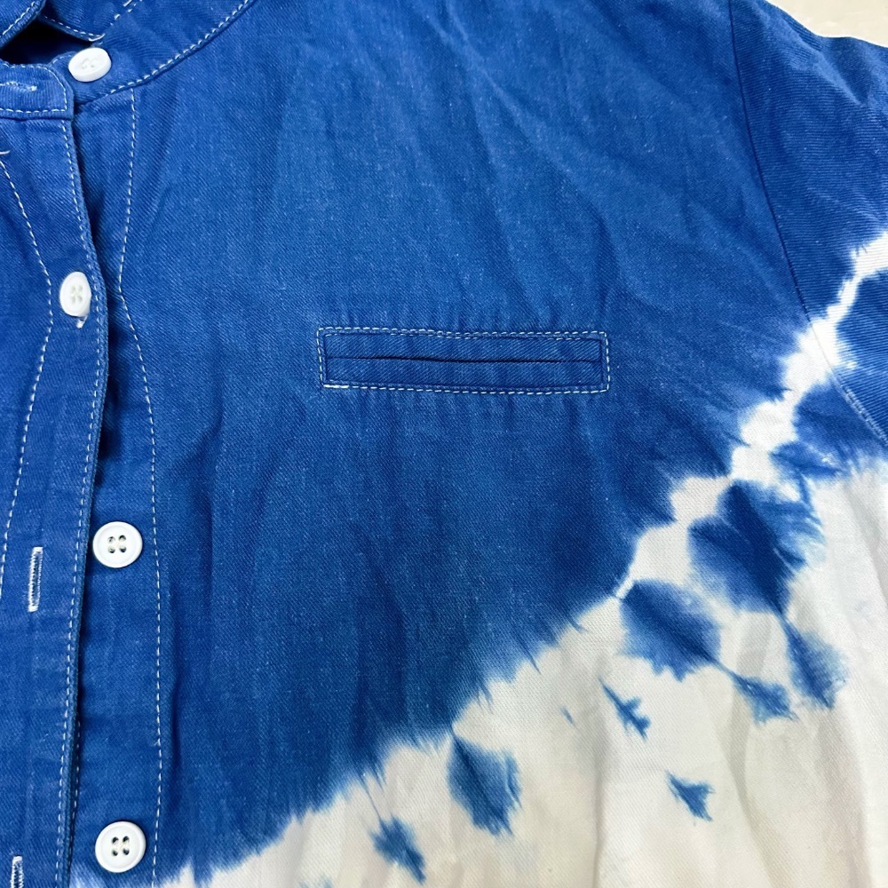 藍染設計款軟棉襯衫-細節圖6