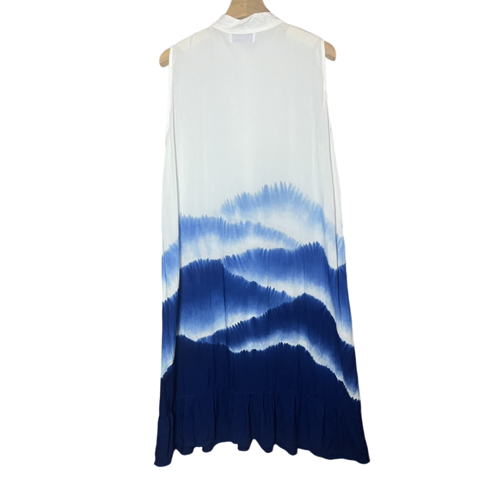 藍染山巒立領洋裝-細節圖2