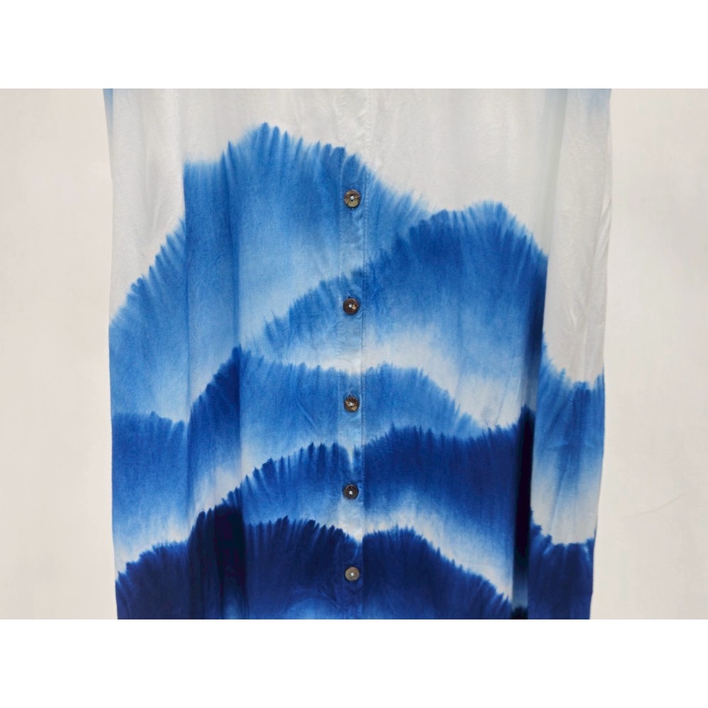 藍染山巒立領洋裝-細節圖5