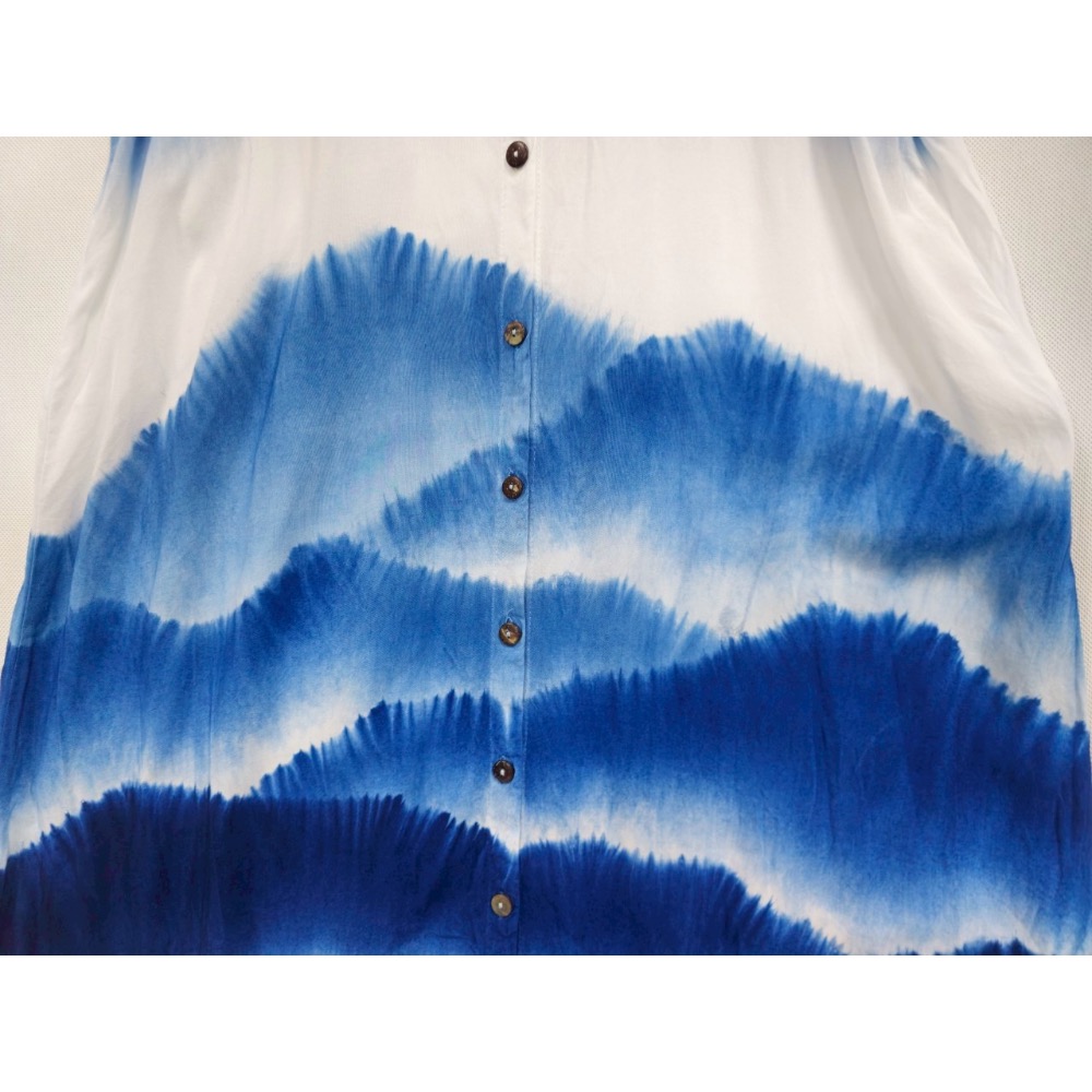 藍染山巒立領洋裝-細節圖6