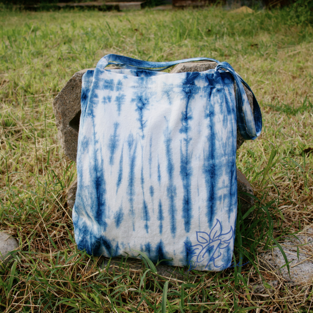 藍染雙層購物袋(手提&單肩背)-細節圖2