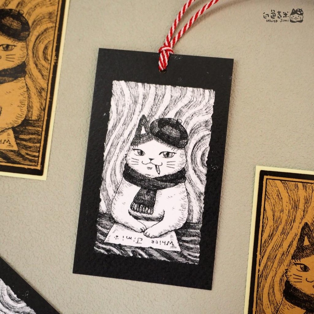 【白色吉米】- 小畫家吉米貓 牛皮貼紙  手帳貼紙-細節圖3