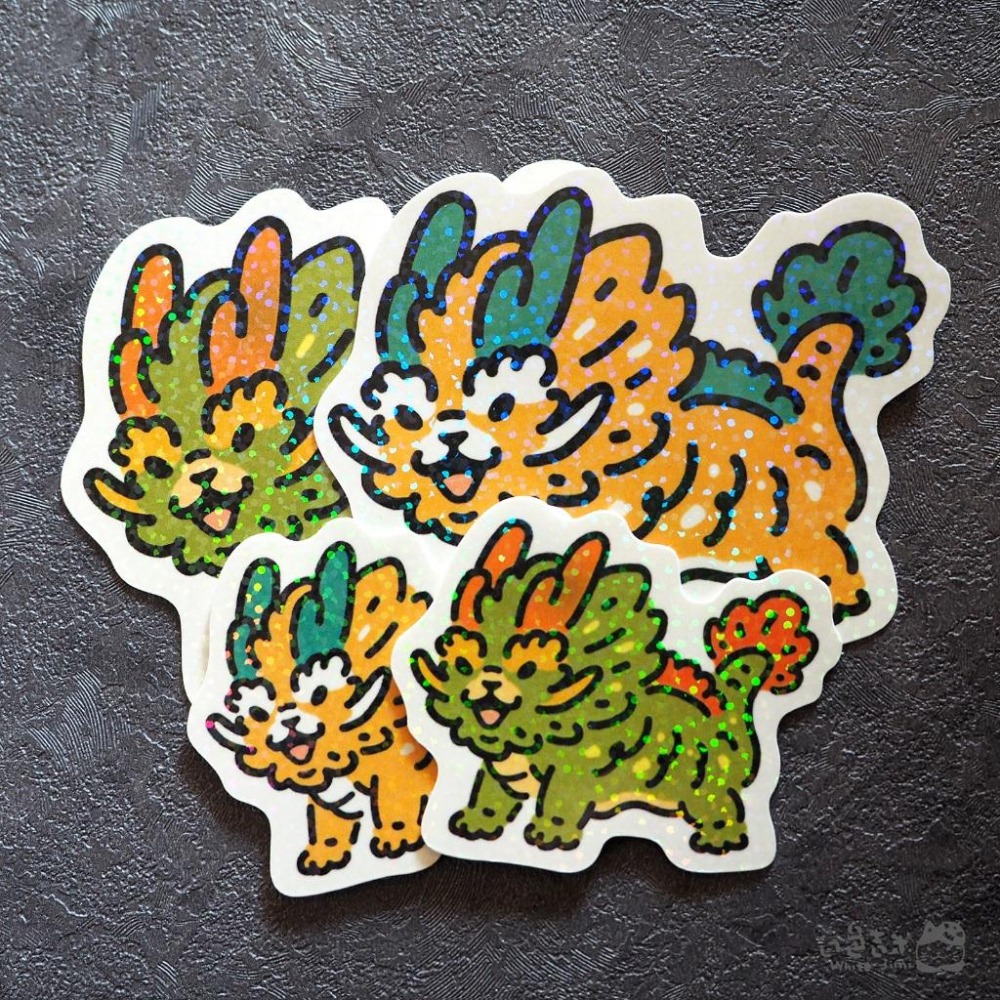 【白色吉米】- 炸毛龍 - 彩鑽防水小貼紙-細節圖4