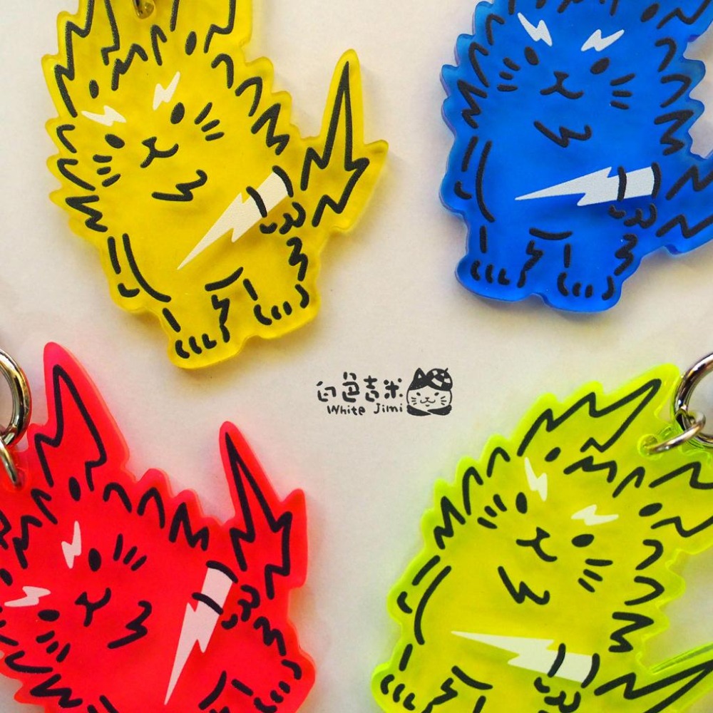 【白色吉米】- 閃電貓 壓克力吊飾-細節圖2