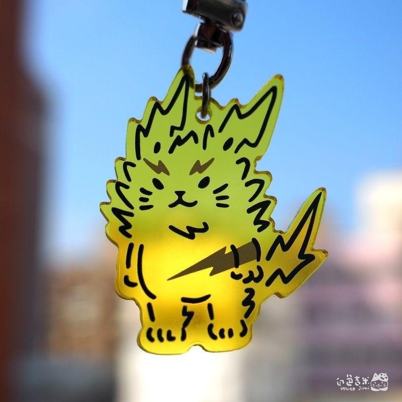 【白色吉米】- 閃電貓 壓克力吊飾-細節圖6