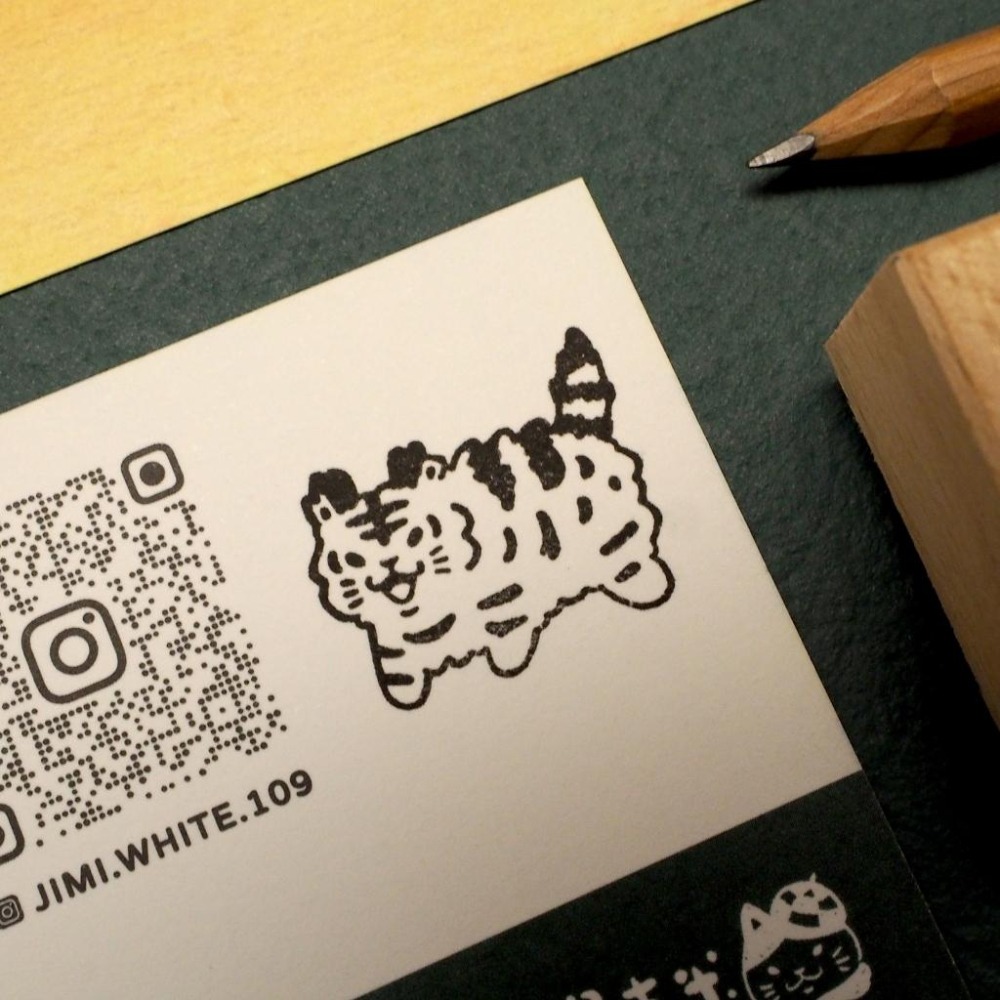 【白色吉米】- 炸毛小老虎 木頭印章-細節圖2