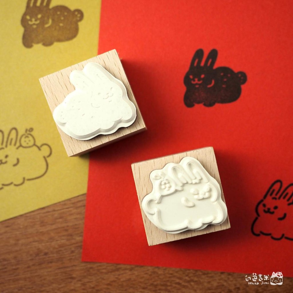 【白色吉米】-  小吉兔 木頭印章-細節圖2