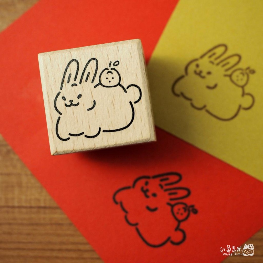 【白色吉米】-  小吉兔 木頭印章-細節圖3