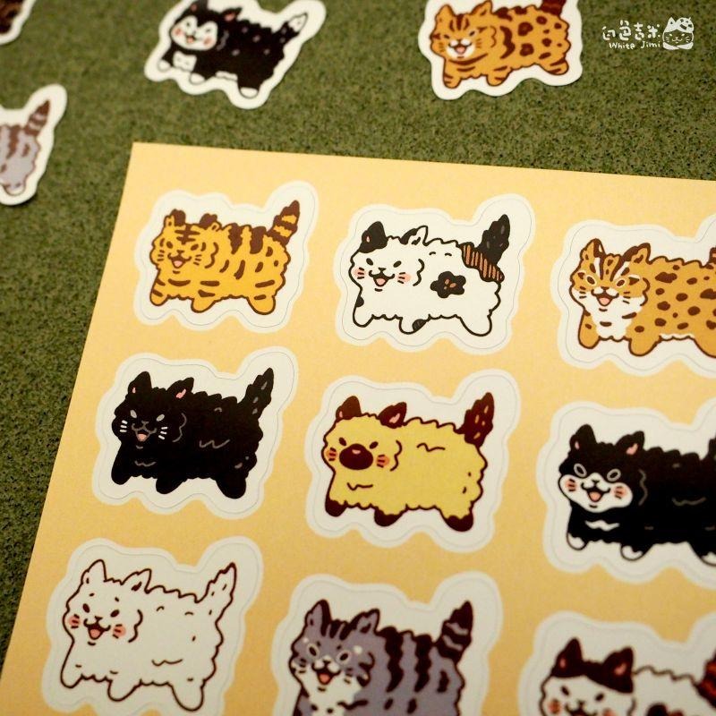 【白色吉米】- 貓貓大炸毛 彩色防水小貼紙-細節圖2