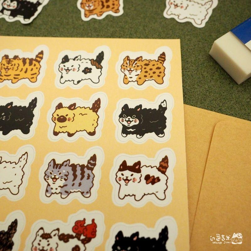 【白色吉米】- 貓貓大炸毛 彩色防水小貼紙-細節圖3