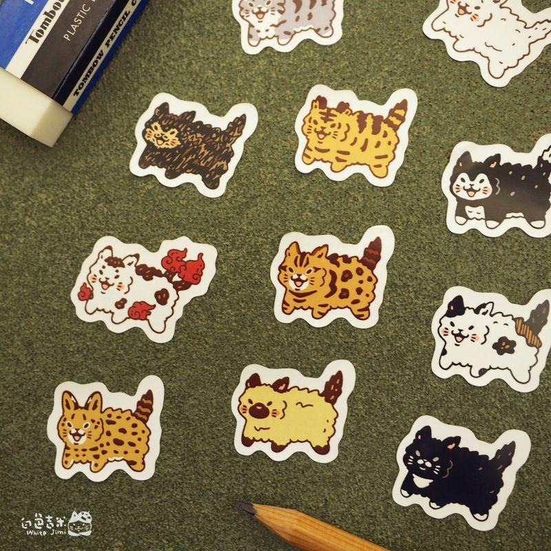 【白色吉米】- 貓貓大炸毛 彩色防水小貼紙-細節圖4