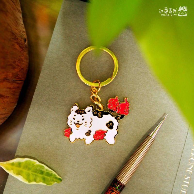 【白色吉米】- 貓又 金屬鑰匙圈 貓貓大炸毛-細節圖2
