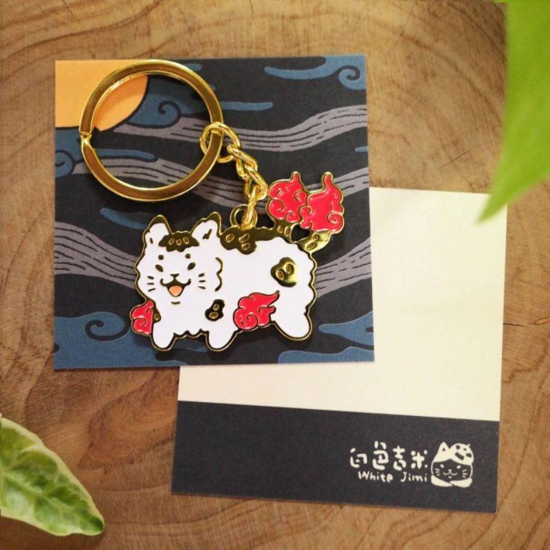 【白色吉米】- 貓又 金屬鑰匙圈 貓貓大炸毛-細節圖3