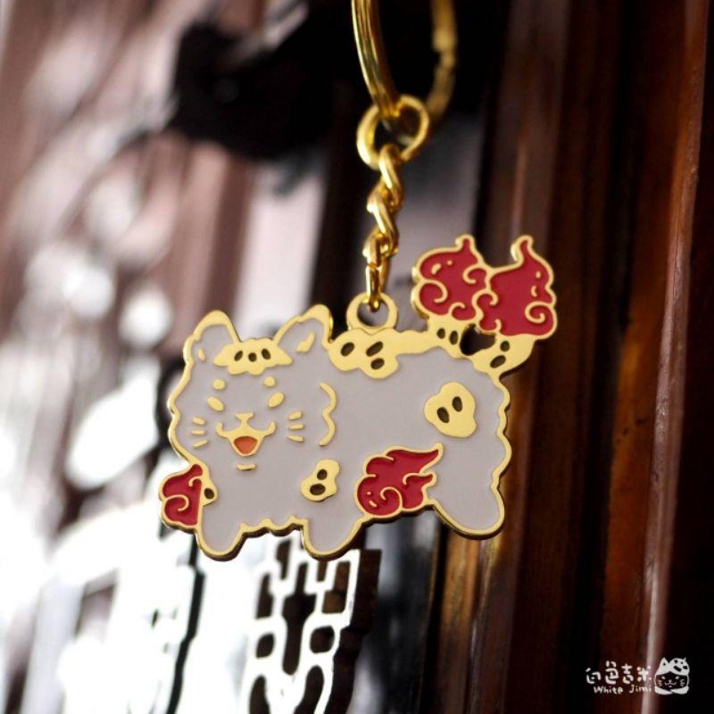 【白色吉米】- 貓又 金屬鑰匙圈 貓貓大炸毛-細節圖5